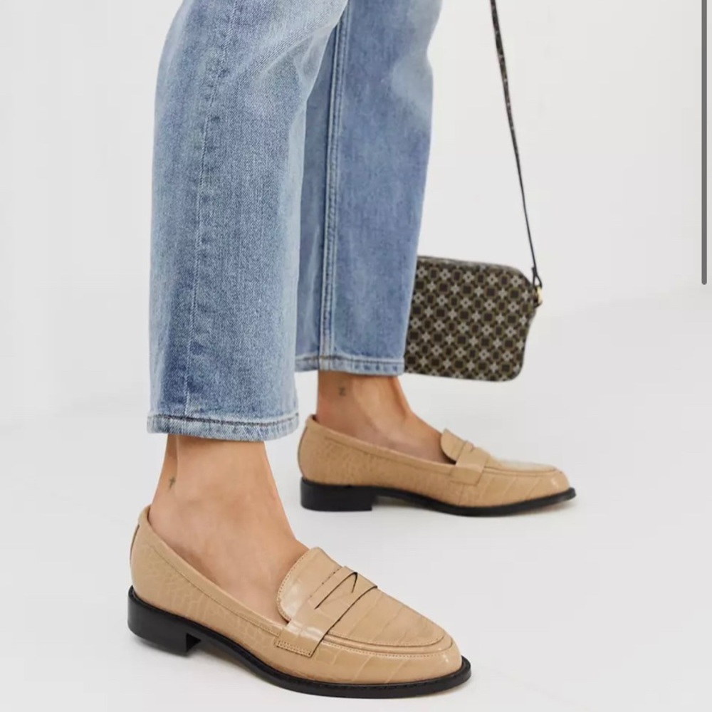 ASOS Mantra Loafer Flats in Nude Croc